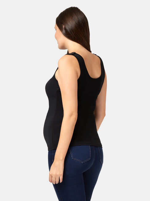 Post Maternity Cotton Nursing Tank, Black, hi-res