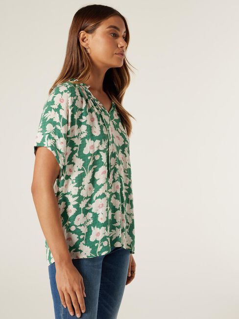 Jemima V-Neck Blouse, Emerald Green, hi-res