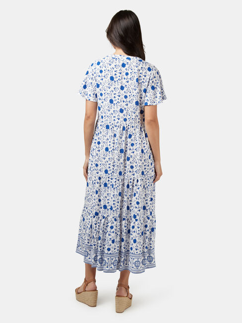 Maya Tiered Midi Dress, Blue, hi-res