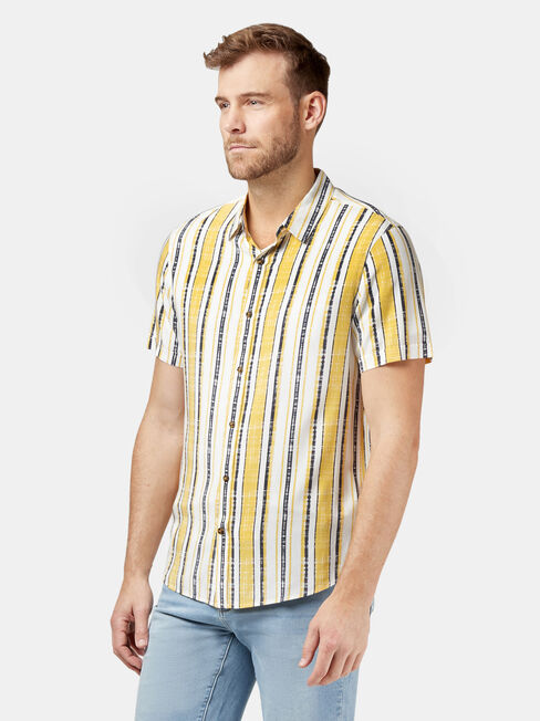Lou Short Sleeve Stripe Shirt, Yellow, hi-res