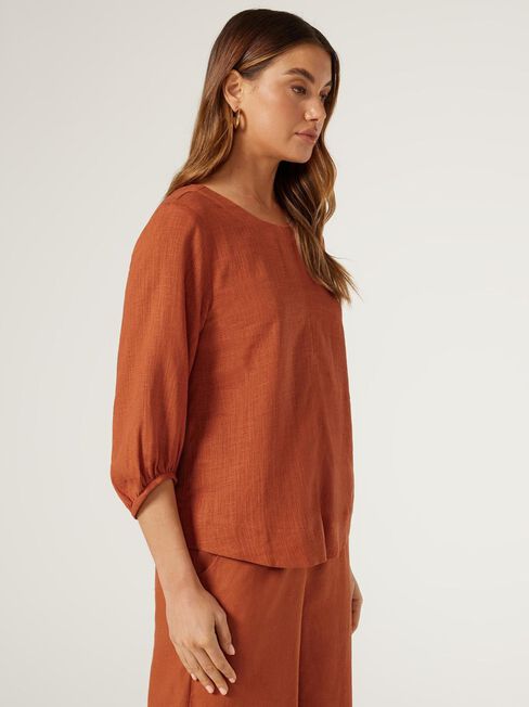 Blake Blouson Sleeve Top, Orange, hi-res