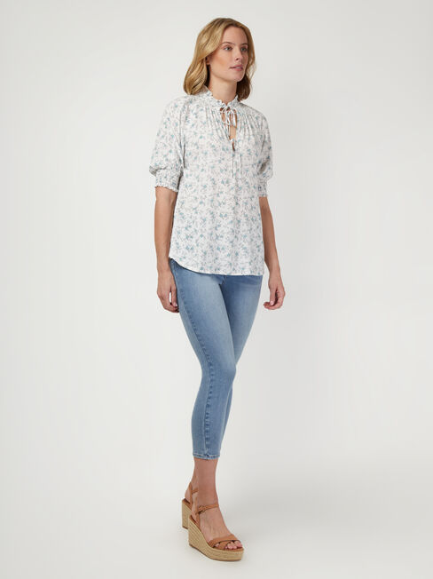 Tillie Tie Front Top, Floral, hi-res