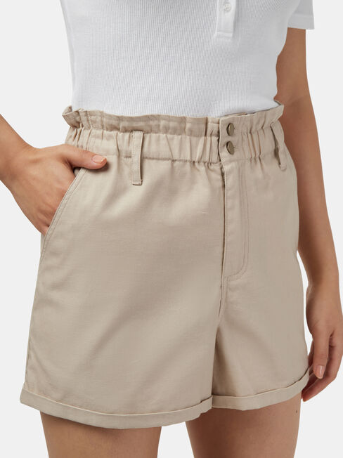 Cotton Paperbag Short, White, hi-res