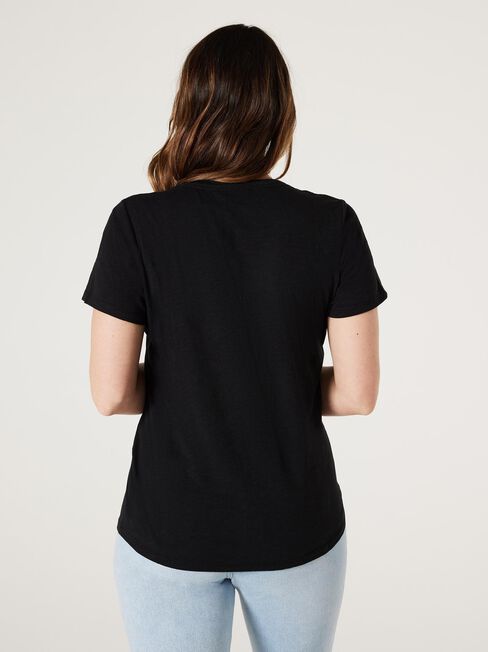 Essential V-Neck Tee, Black, hi-res