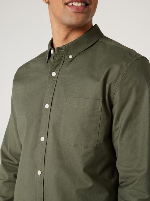 Heston Oxford Long Sleeve Shirt, Green, hi-res