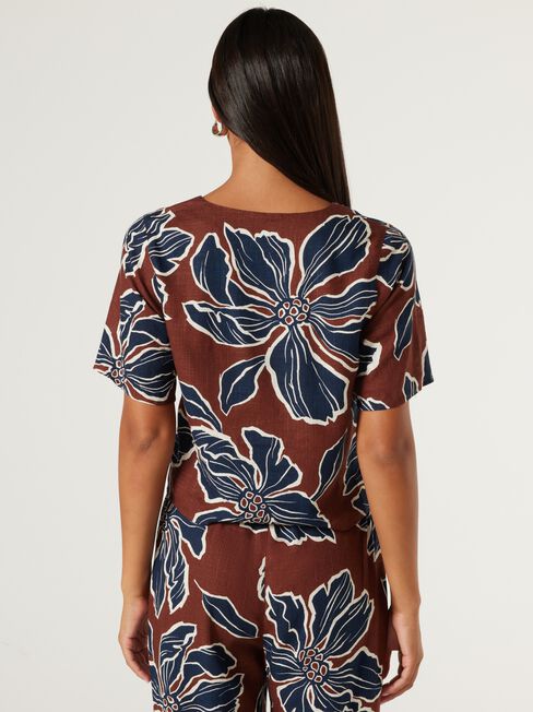 Florence Tie Front Top, Bold Blooms, hi-res