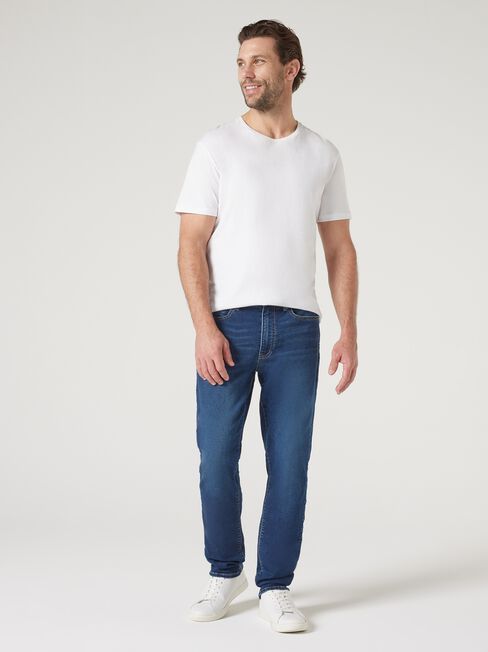 Slim Tapered Knit Jeans, Dark Indigo, hi-res