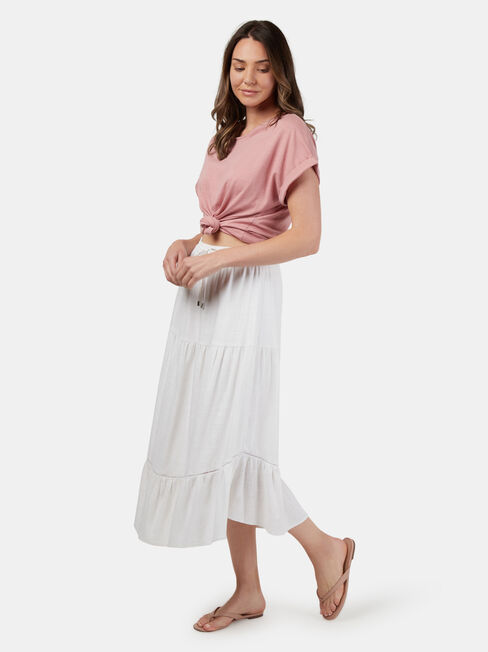 Ellen Tiered Skirt, White, hi-res