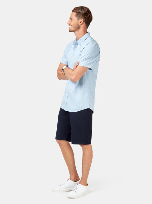 Leon Short Sleeve Textured Shirt, Blue, hi-res