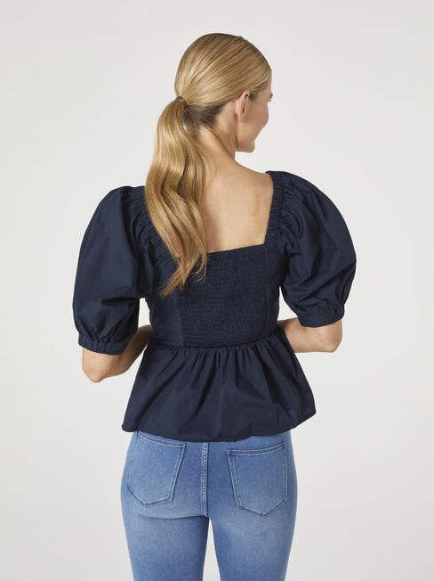 Pandora Gathered Top, Blue, hi-res