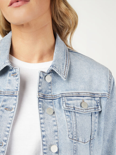 Boyfriend Denim Jacket, Light Indigo, hi-res