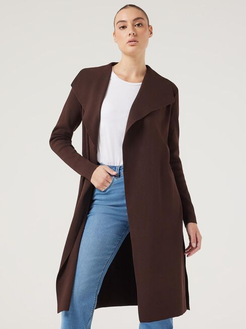 Giselle Longline Cardi, Chocolate, hi-res
