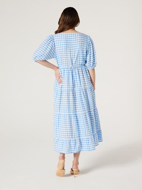Sonny V-Neck Dress, Blue Gingham, hi-res