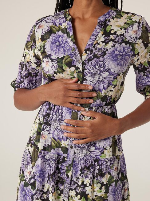 Morgan Tiered Midi Dress, Floral, hi-res