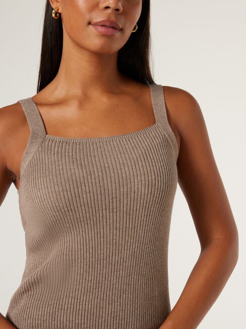J-Luxe Chunky Rib Cami, Taupe, hi-res
