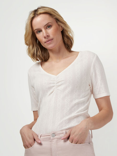 Siena Textured Tee, White, hi-res