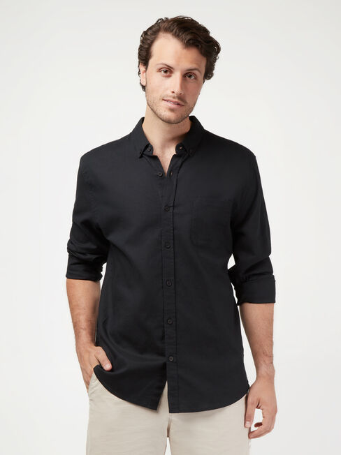 LS Brody Textured Shirt, Black, hi-res