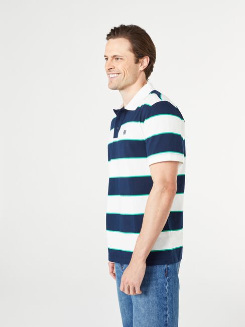 SS Terry Stripe Jersey Polo, Blue, hi-res