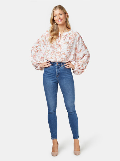 Annie Button Thru Blouse, Floral, hi-res