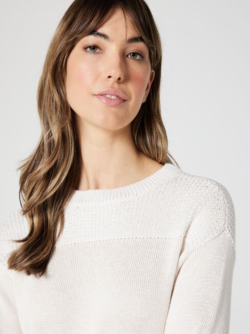 Paige Rack Stitch Pullover Knit, Malt, hi-res