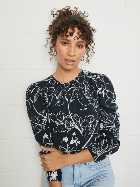 Madison Volume Sleeve Top, Floral, hi-res