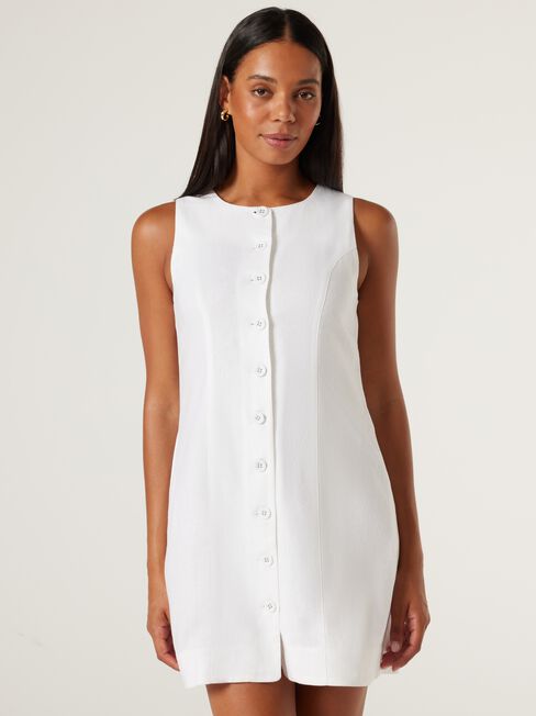 Annie Button Front Dress, Coconut, hi-res