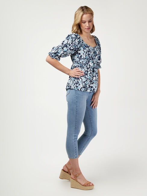 Daphne Sweetheart Neck Top, Floral, hi-res