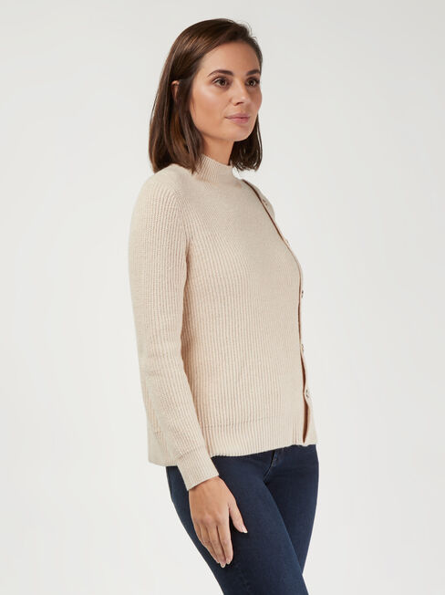 Aurora Button Detail Knit, White, hi-res