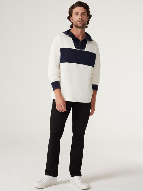 Morrison Hooded Henley Top, Ink/White, hi-res