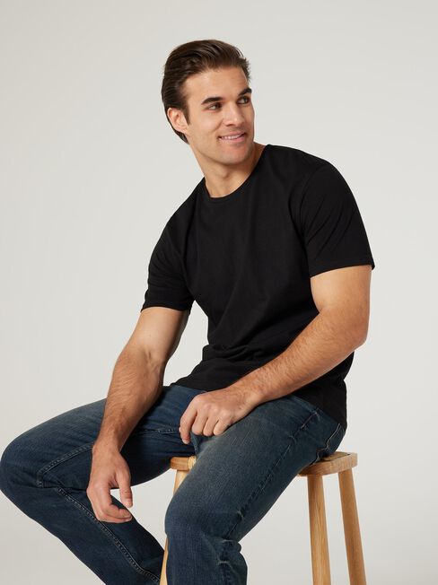 Basic Short Sleeve Tee, Black, hi-res