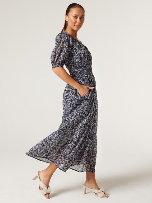 Chloe Peasant Dress, Midnight Ditsy, hi-res