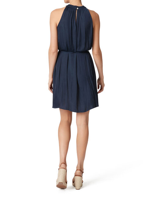 Leah Halter Frill Dress, Blue, hi-res