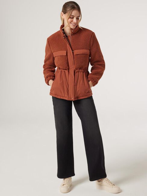 Paige Teddy Puffer Jacket, Red, hi-res