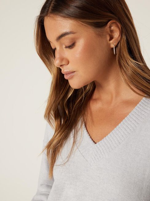 Viv Soft Touch V-Neck Pullover, Grey Marle, hi-res