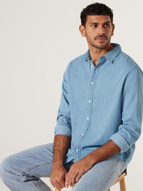 Denver Denim Shirt, Light Wash, hi-res
