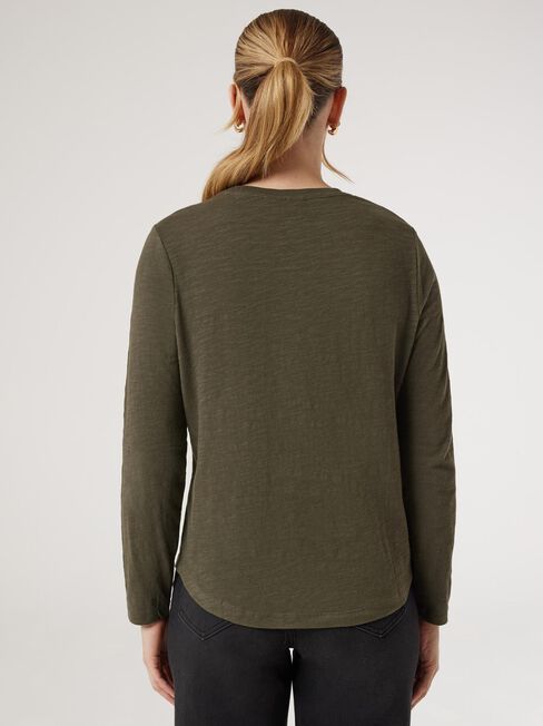 Essential Long Sleeve Crew Neck, Green, hi-res