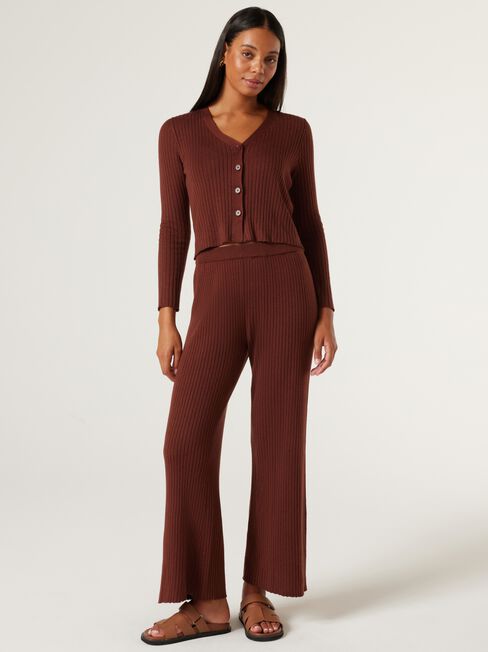 J-Luxe Chunky Ribbed Button Through, Brick, hi-res