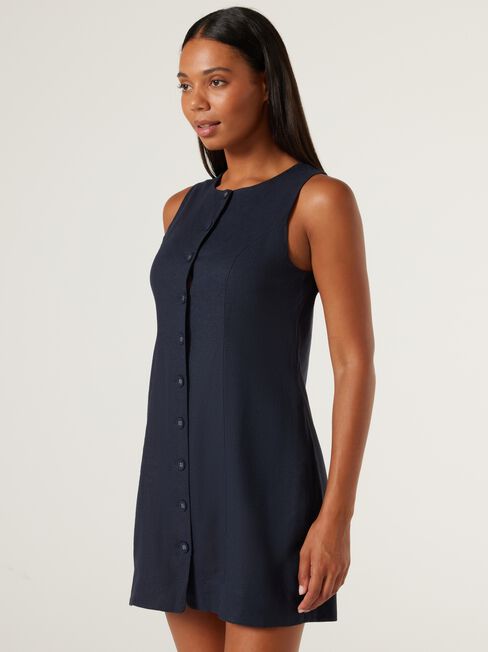 Annie Button Front Dress, Ink, hi-res