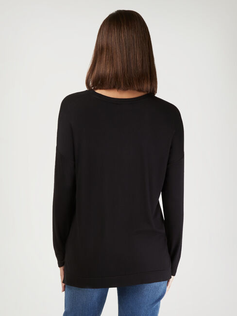 Vivienne V-neck Soft Touch Pullover, Black, hi-res