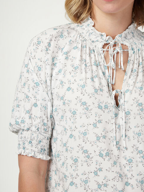 Tillie Tie Front Top, Floral, hi-res