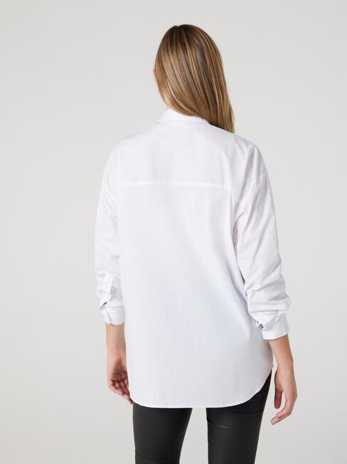 Selina Button Thru Shirt, White, hi-res