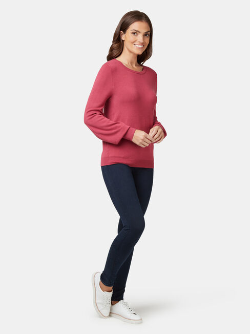 Belinda Blouson Sleeve Pullover, Red, hi-res