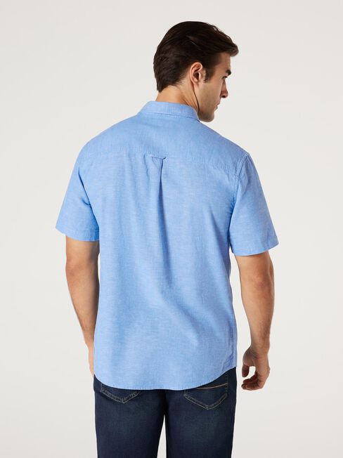 Wolf Textured Short Sleeve Shirt, Sapphire, hi-res