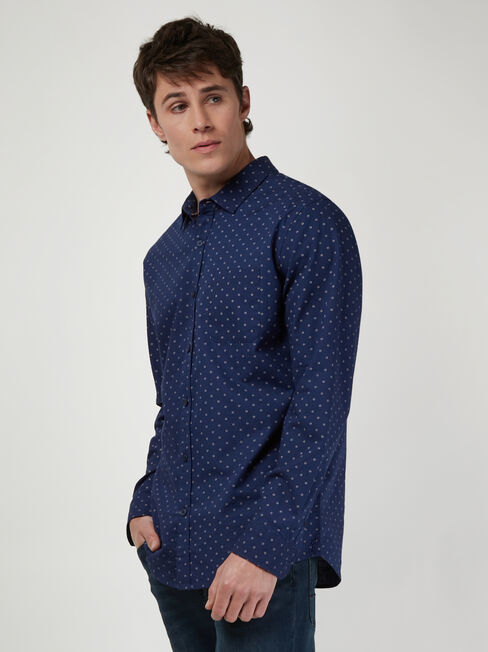 LS Lucas Print Shirt, Blue, hi-res
