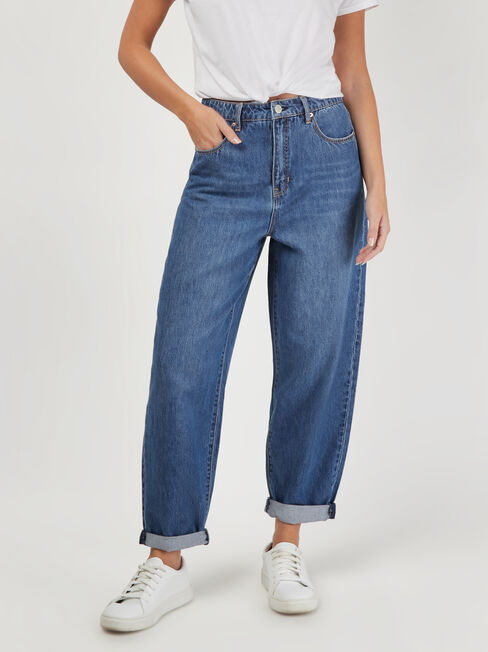 Penny Relaxed Straight Jeans, Mid Indigo, hi-res