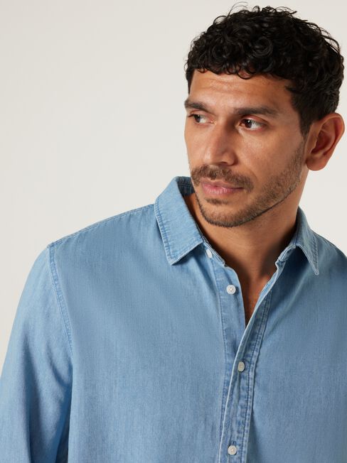 Denver Denim Shirt, Light Wash, hi-res