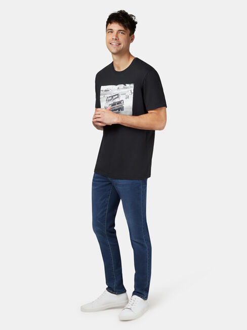 Monaro HT Short Sleeve Print Crew Tee, Black, hi-res