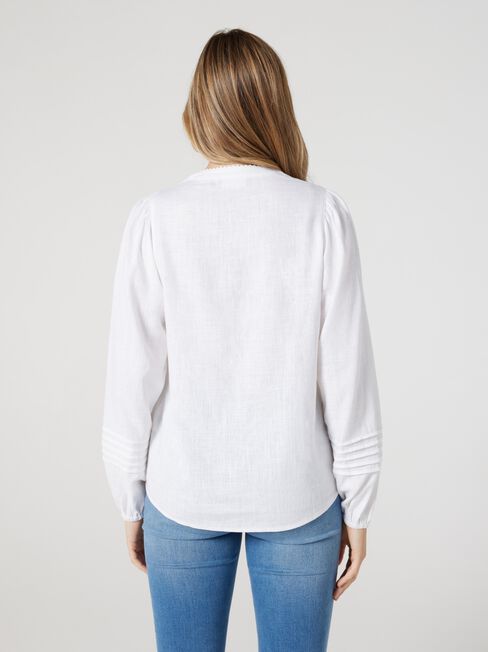 Sofia Lace Insert Blouse, White, hi-res