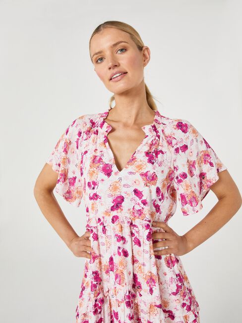 Ginger Frill Waist Dress, Print, hi-res
