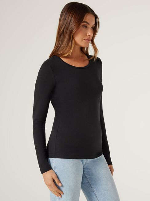 Charlotte LS Tee, Black, hi-res